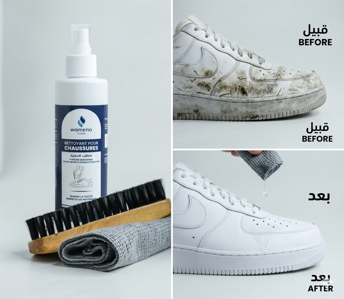 NETTOYANT POUR CHAUSSURES  Pack منظف الأحذية +  بروس + ميكرو فيبر